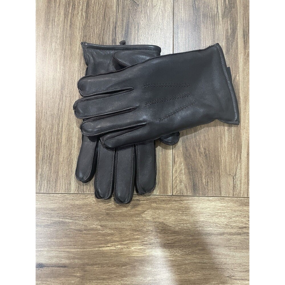 VTG Dark Brown Wrist Length Cozy Warm Leather Gloves Fully Lined Women Sz Large